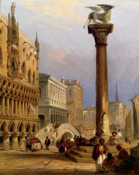 愛德華 普利切特 A View Of St Marks Column And The Doges Palace Venice